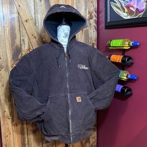 CHOCOLATE BROWN ZIP DOWN HOODED CARHARTT JACKET